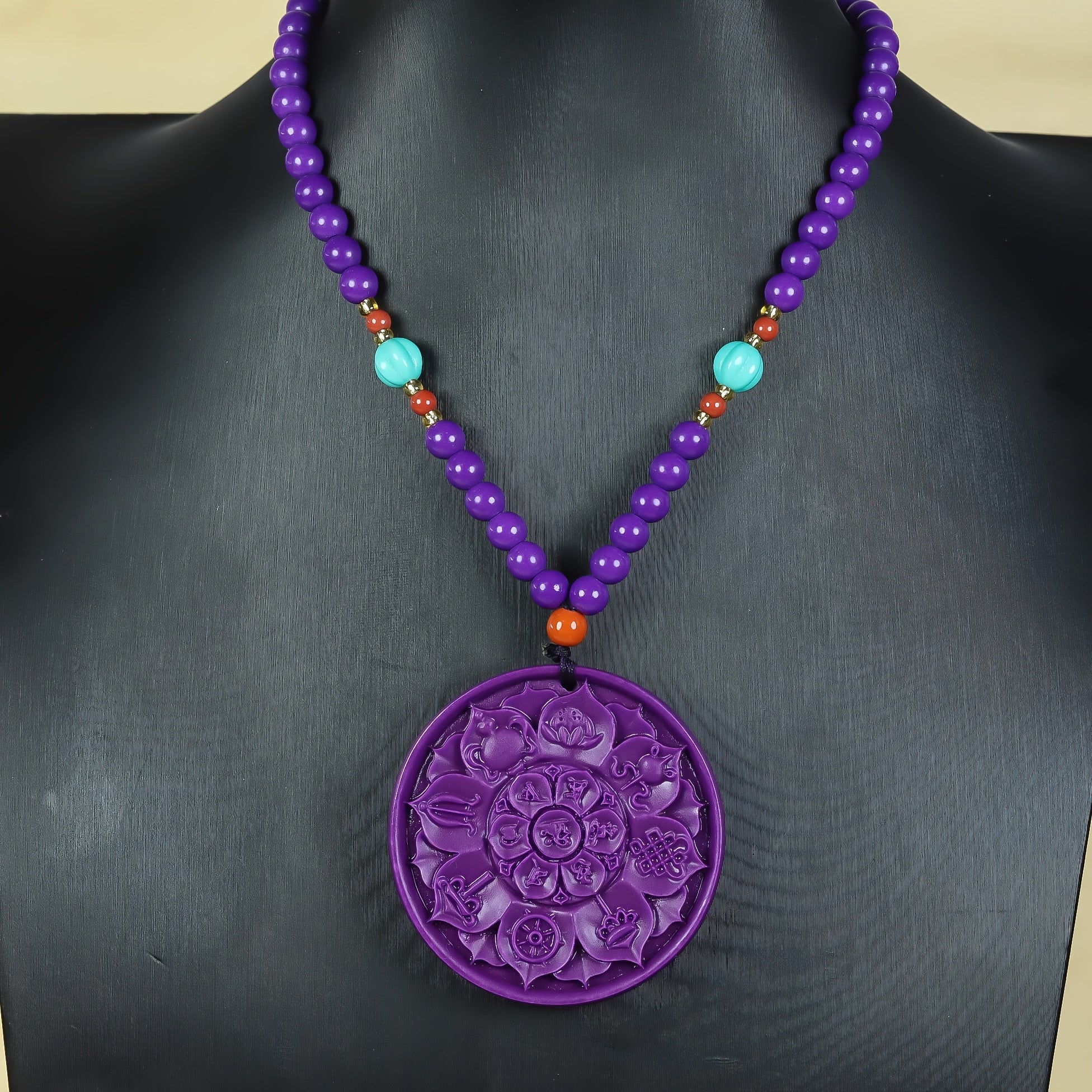 Elegant Purple Mica Phoenix & Lotus Pendant Necklace for Spiritual Growth, Intuition, and Protection