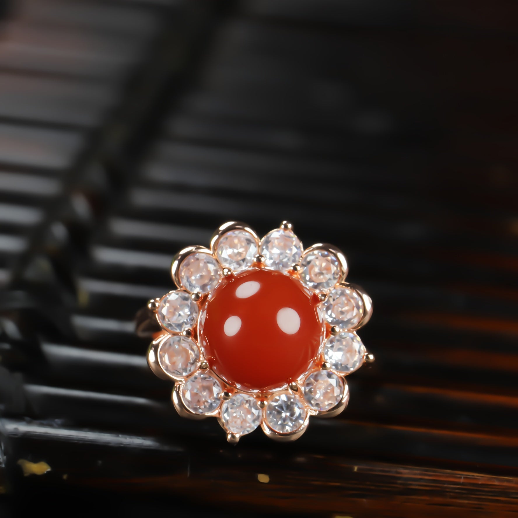 Elegant Red Agate Adjustable Ring for Women Prosperity & Spiritual Protection