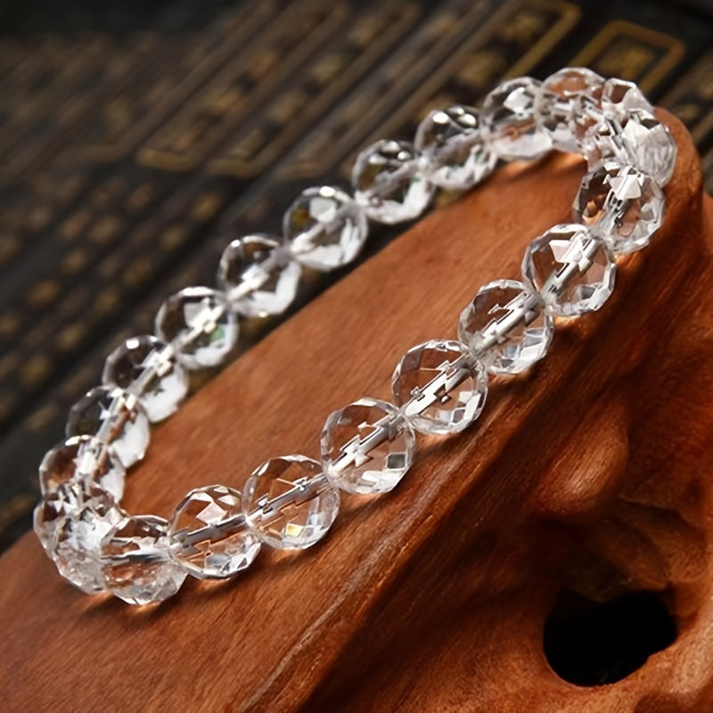 Elegant White Crystal Bead Bracelet - Pure & Cleansing Stone for Gifting and Home Decor
