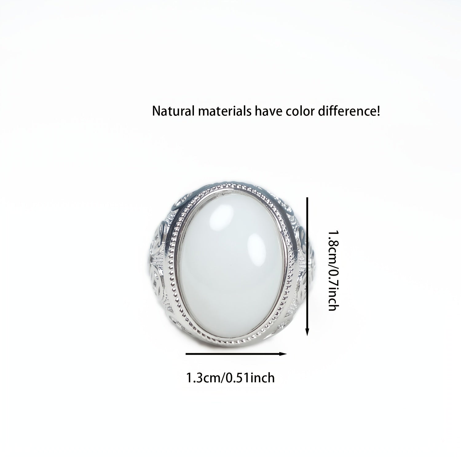 High-Quality Natural Stone Inlay Ring - White Goose Egg Face Couple Ring for Beach Parties & Holiday Gifts