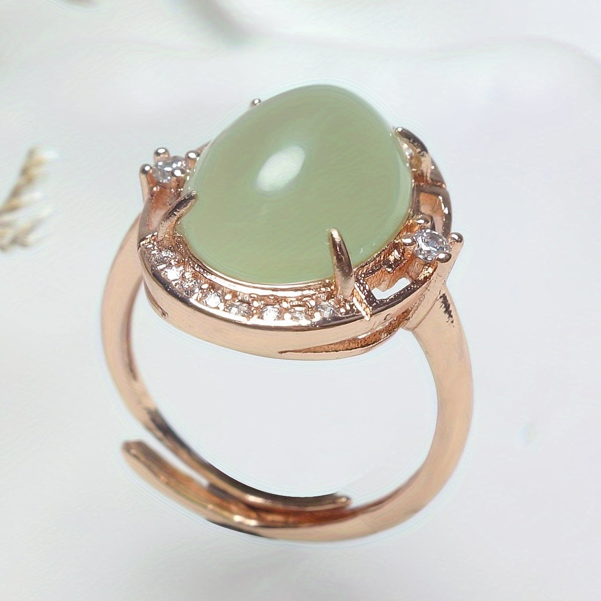 Natural Stone Men's Ring - Green Jade Energy for Harmony & Protection