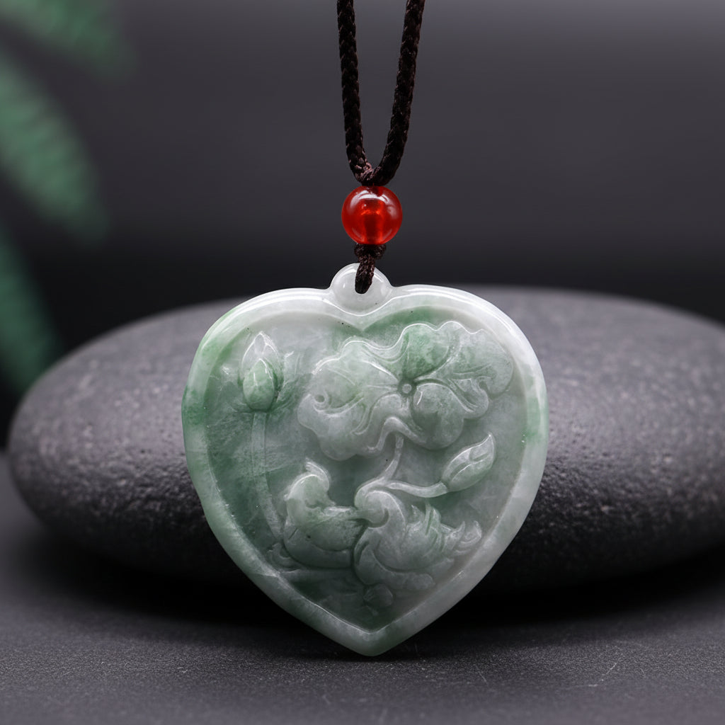 Hand-Carved Jade Heart Pendant for Men — Symbol of Emotional Resilience and Inner Strength