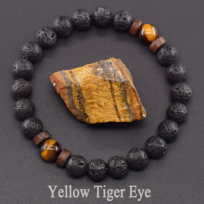 Natural Yellow Tiger-Eye Pearl Bracelet for Men & Women - Fashion Retro Jewelry with Energy Healing