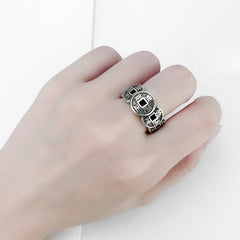 Five Emperor Coins Open Ring - Retro Design for Wealth Attraction & Protection