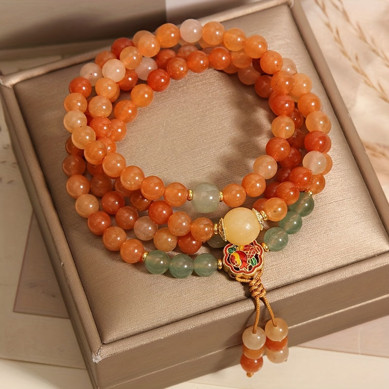 Radiant Carnelian & Enamel Multi-Ring Harmony Bracelet – Energy Balance, Vitality & Spiritual ProtectionRadiant Carnelian