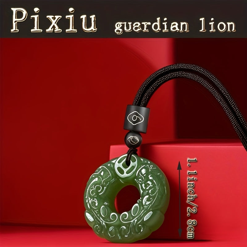 Elegant Teal Glass Pixiu Pendant Necklace - Energy Healing & Protection for Couples | Non-Magnetic Gift