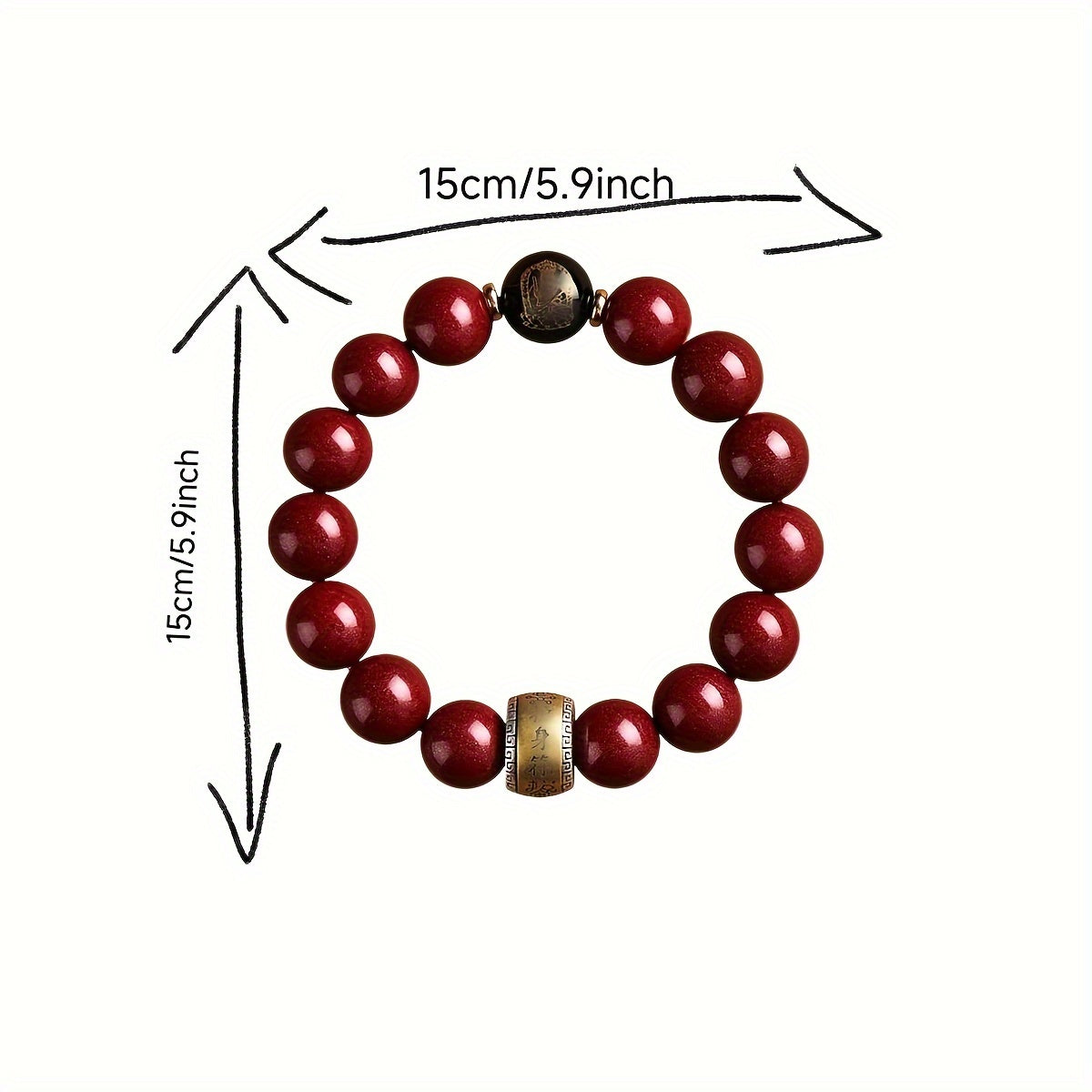 Chinese Vermilion Bead Bracelet - Natural Cinnabar Zodiac Protector for Energy & Harmony