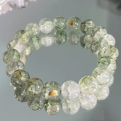 1pc Minimalist Chinese Glass Bead Bracelet - Elegant Green Gradient Beads for Everyday Harmony & Formal Elegance