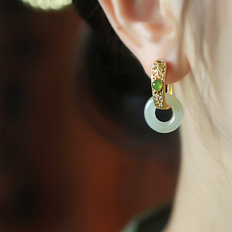 Vintage Golden Plated Dangle Earrings with Zirconia for Elegance Energy