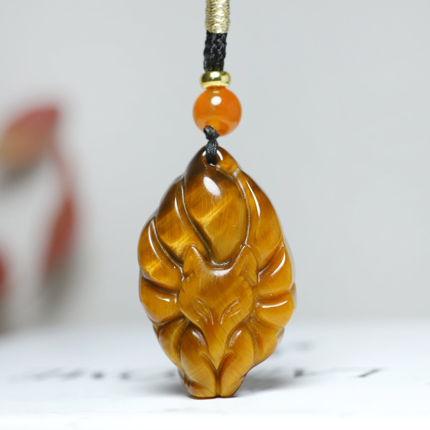 Cute Chinese Style Stone Fox Pendant - Daily & Vacation Wear for Harmony & Protection