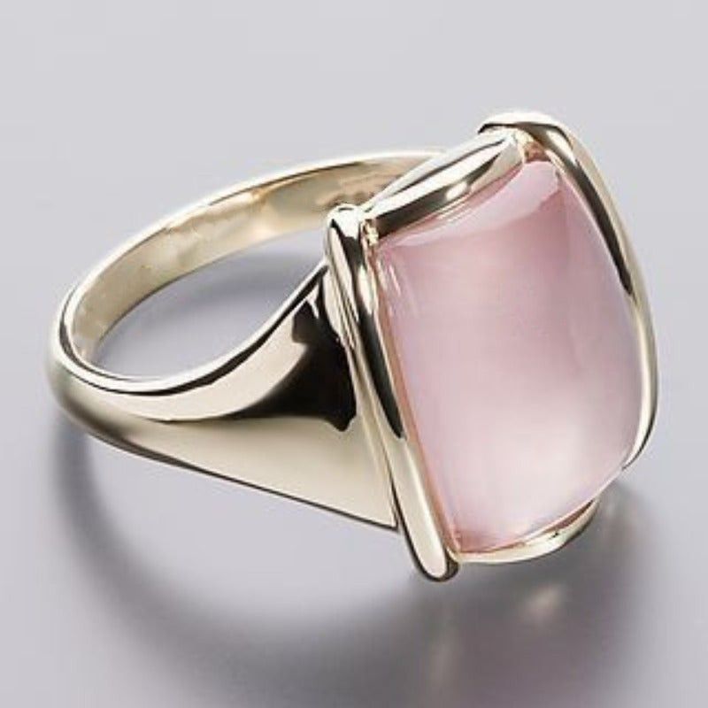 Elegant Square Pink Synthetic Zircon Ring for Birthdays Engagements Anniversaries with Mindful Energy