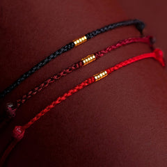 Handmade Bohemian Braided Bracelet - Black & Gold Lucky Charm for Harmony & Protection