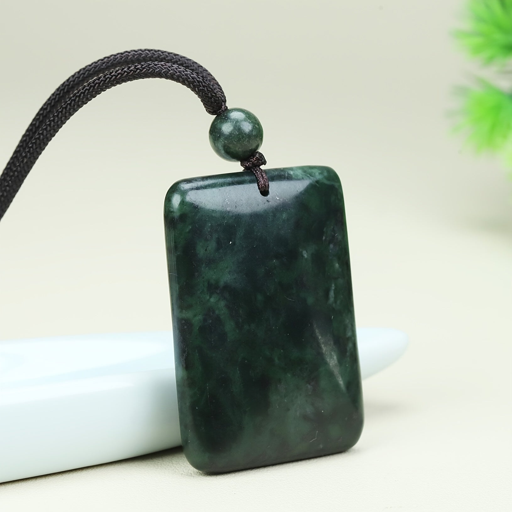 Faux Jade Pendant Necklace - Minimalist Design for Daily Wear & Spiritual Energy