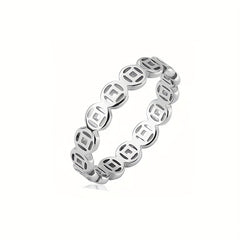 Golden Imitation Copper Money Ring - Feng Shui Wealth Energy for Prosperity