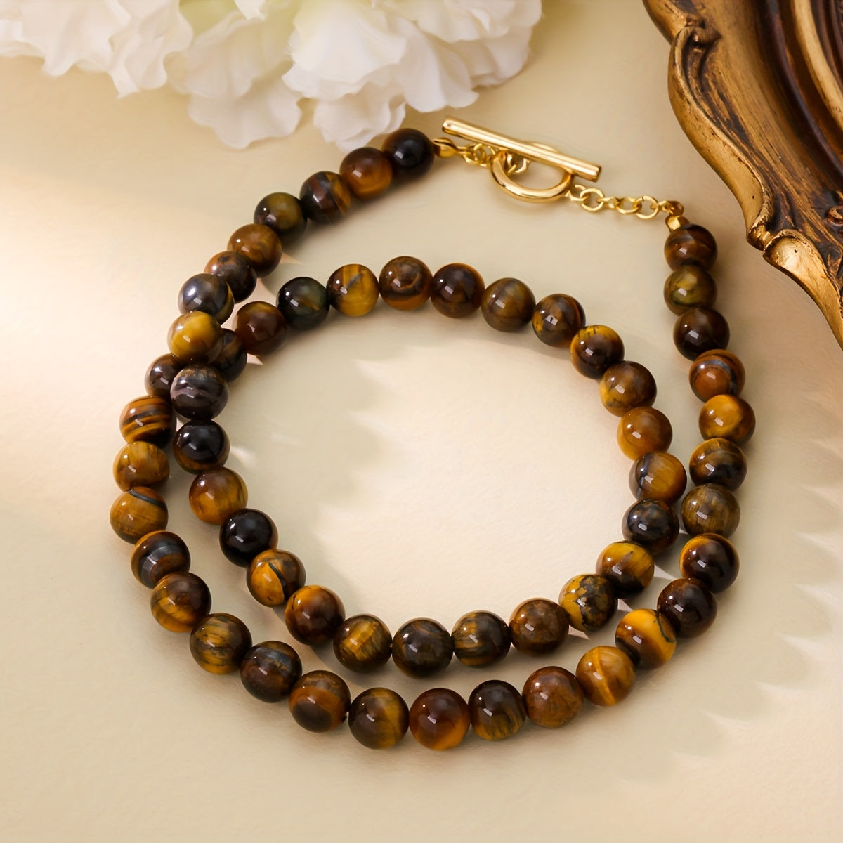 Handmade Tiger Eye Necklace Brown Golden Energy Balance Gift
