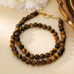 Handmade Tiger Eye Necklace Brown Golden Energy Balance Gift