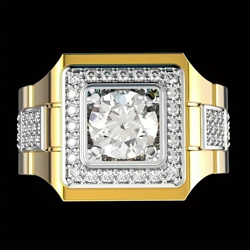 Powerful Copper Plated Gold Ring for Men | Enhance Wealth & Protection Energy with Synthetic Zircon