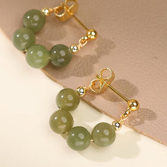 Natural Stone Earrings Gift Set - 6mm Green Stone for Harmony & Travel - Bridesmaid Gifts