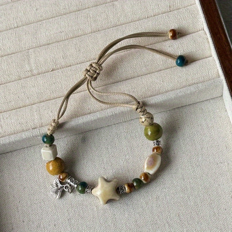 Bohemian Ceramic Bead Bracelet – Earthy Tones for Harmony & Style