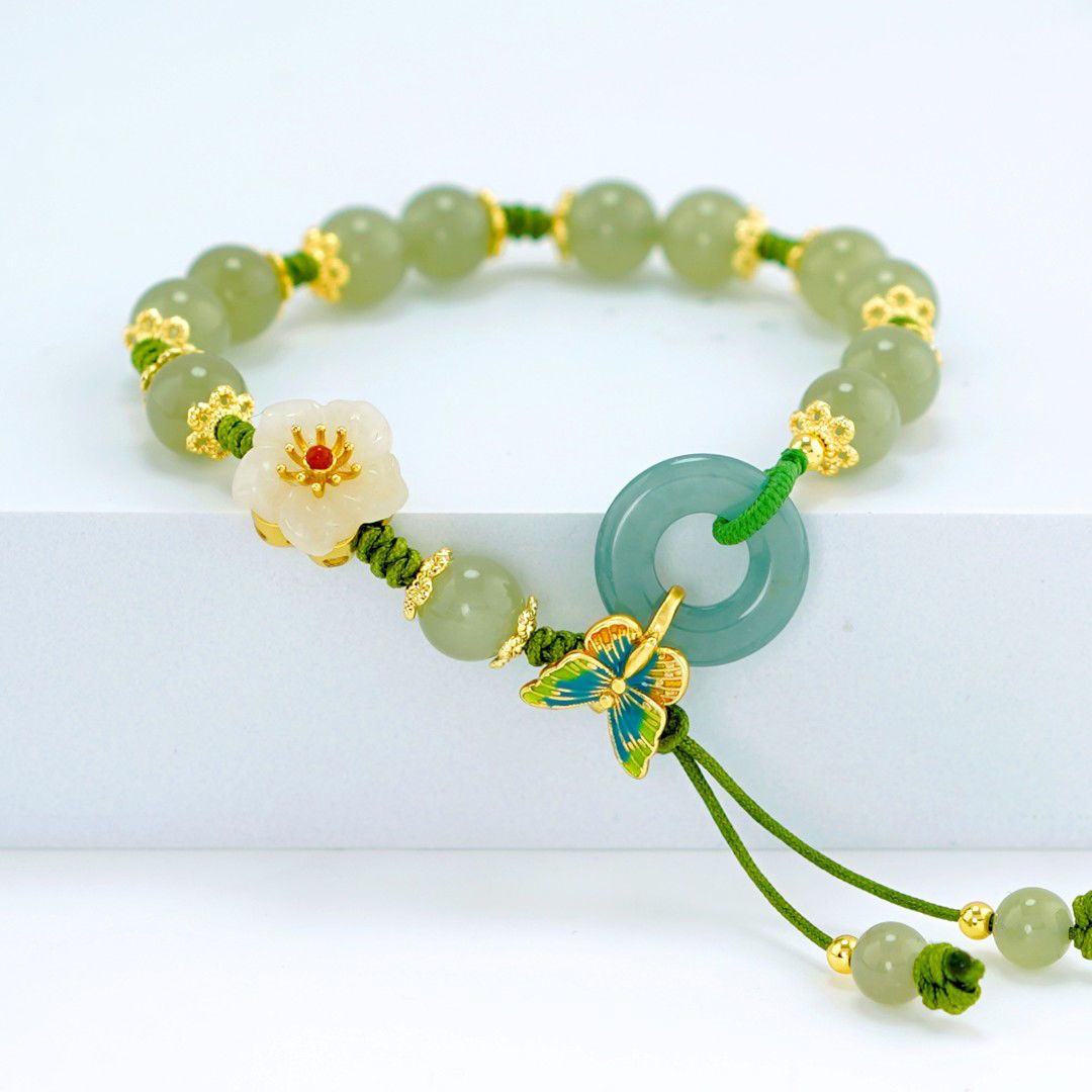 Butterfly Jade Harmony Bracelet — Spiritual Balance & Luck Enhancer, Ethnic Crystal Jewelry