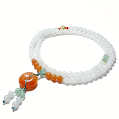 Natural Agate Long Necklace with Lotus Safety Buckle – Unisex Stone Talisman for Protection & HarmonySafety Buckle Pendant, Men's And Women's Couple Necklace