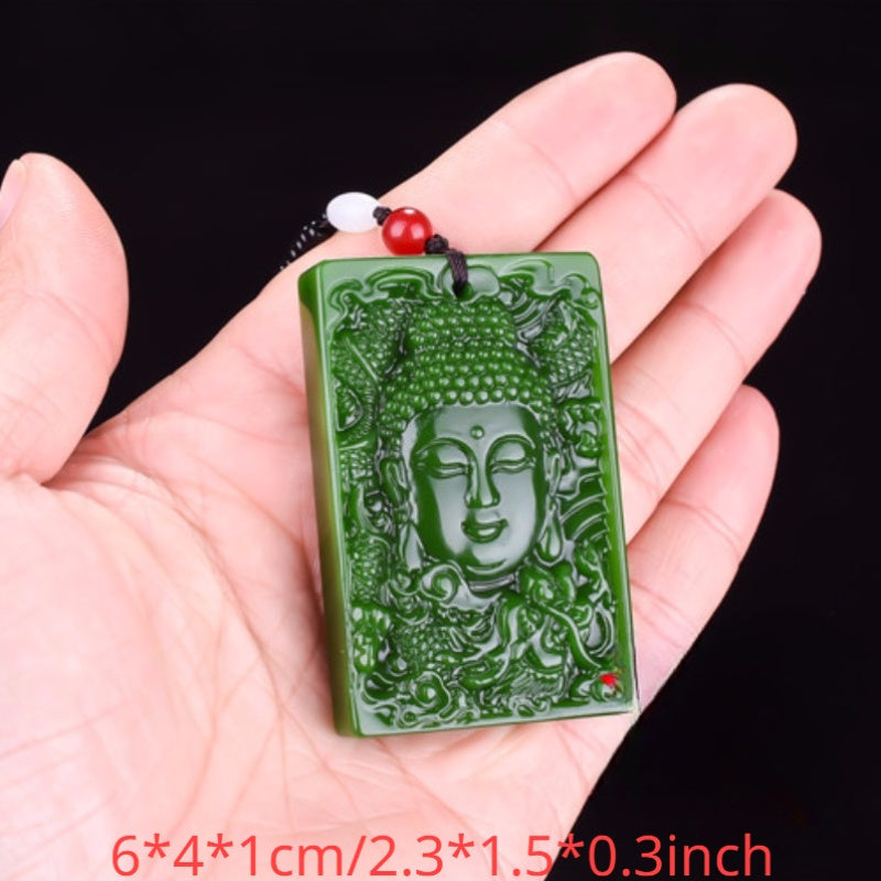 Stylish Spinach Green Pendant Necklace for Men - Good Luck Charm with Positive Energy