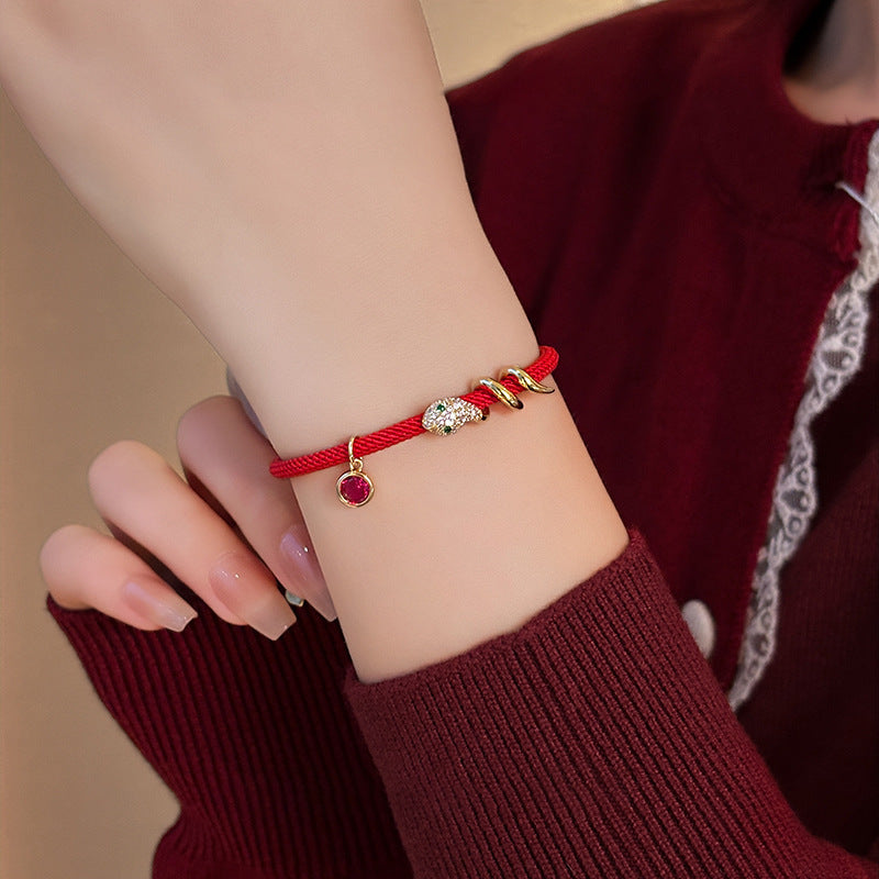 Elegant Red Snake Bracelet - Chic Daily Wear with Energy Balance