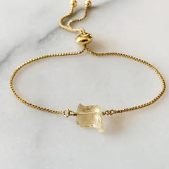 1pc Natural Citrine Stone Bracelet - Wealth Stone for, Boho Vintage Oval Citrine Bead Chain, Daily Wear & Special Occasions