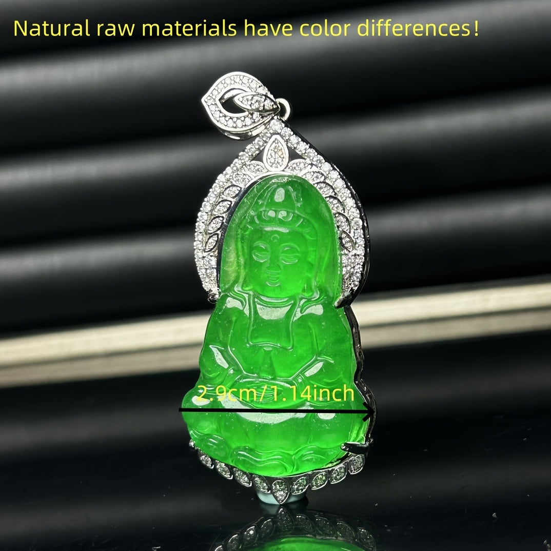 Emperor Green Guanyin Jade Pendant Necklace for Heart Chakra, Compassion, and Spiritual Protection