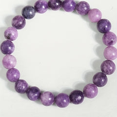 1pc Purple Lepidolite Bracelet - Elastic Stretch Lithium-Rich Stone Beads for Casual Style & Mother’s Day Gift