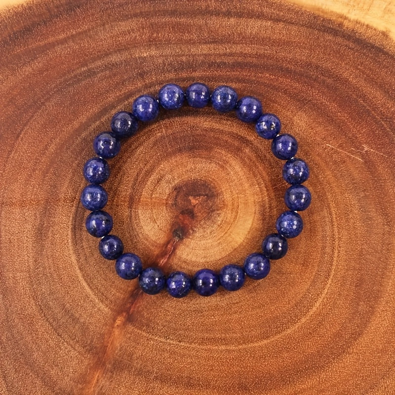 Vintage Elegant Blue Lapis Lazuli Beaded Bracelet - March Birthstone for Daily Wear & Mardi Gras