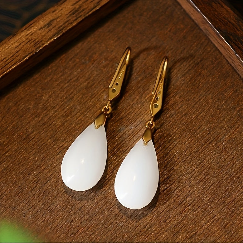 Vintage White Teardrop Earrings for Daily Elegance & Spiritual Harmony