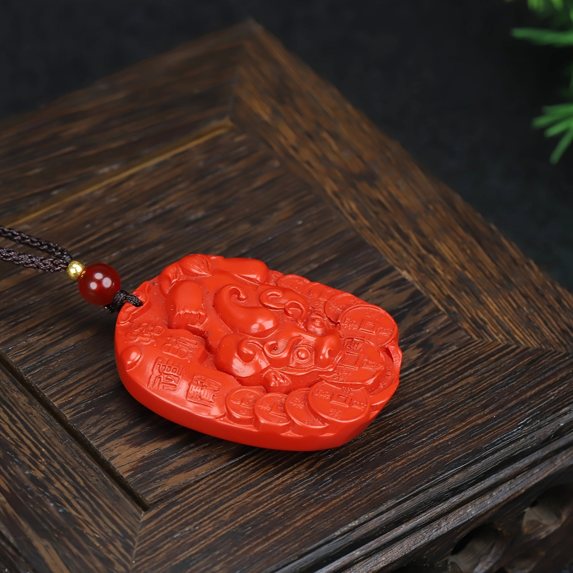 Chinese Cinnabar Pixiu Pendant for Wealth, Protection & Spiritual Balance - Traditional Red Stone Jewelry