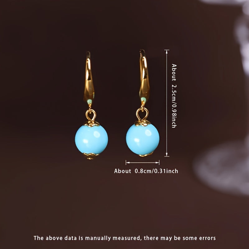 Tealight Blue Dangle Earrings - 8mm Magnesium Alloy for Energy Balance & Daily Elegance