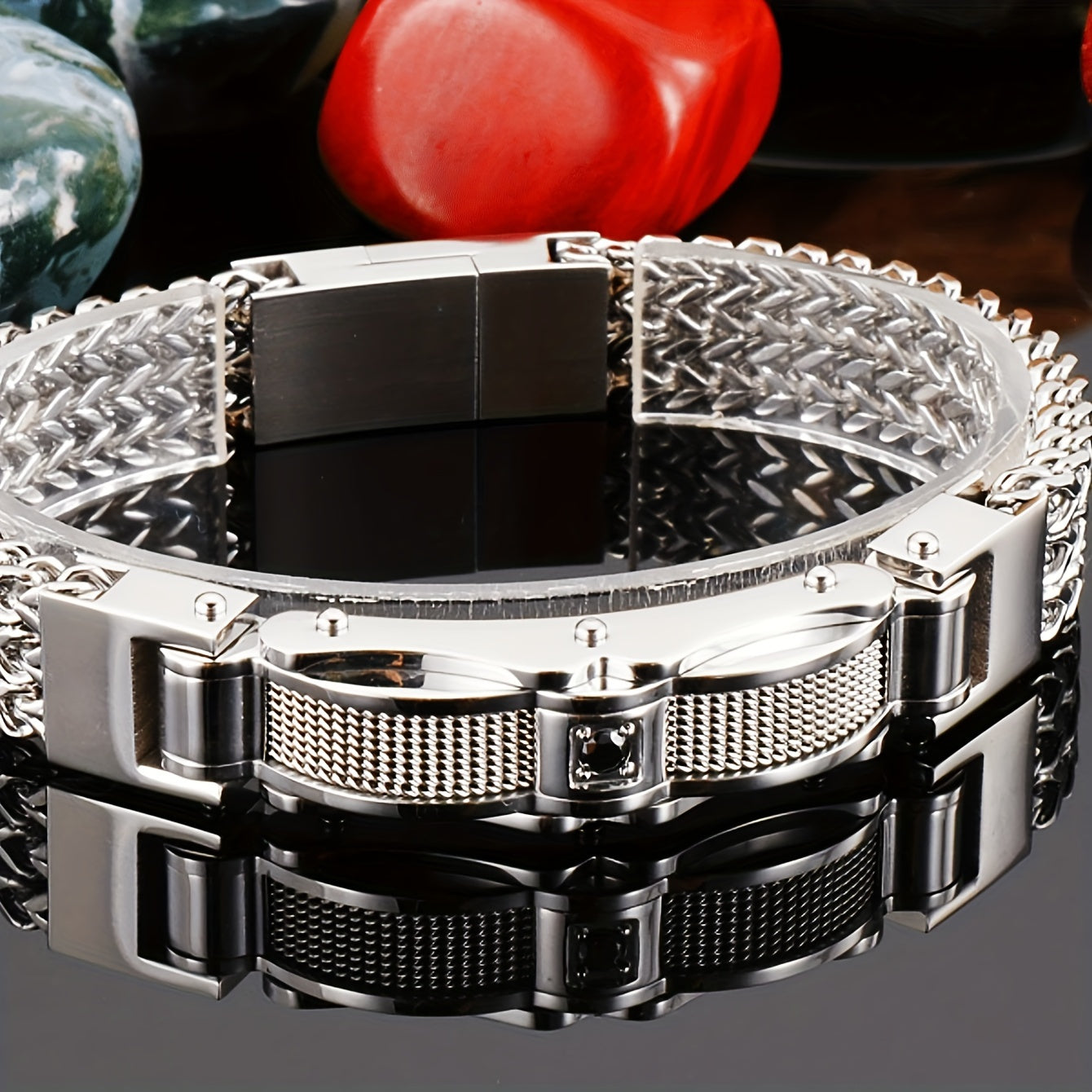 Men's 304 Stainless Steel Hip-Hop Motorcycle Chain Bracelet - Energy of Strength & Style | Nightclub & Wedding Wear