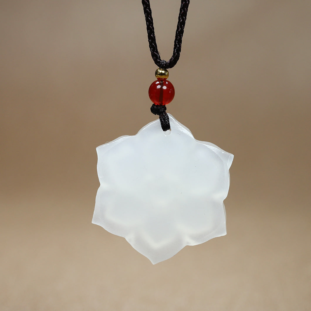 Natural Stone Lotus Pendant Necklace - Elegant Fashionable Design for Couples & Parties