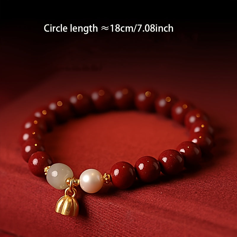 Unisex Cinnabar & Agate Pendant Bracelet – Career Enhancement & Harmonious Energy