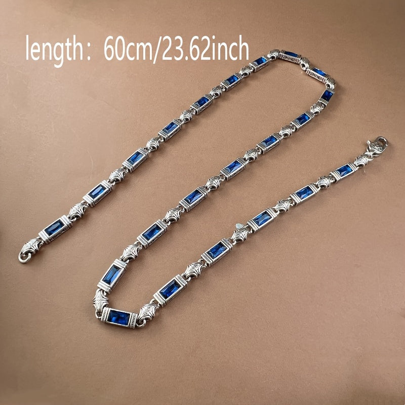Copper  Grass Choker with Synthetic Blue Gemstones - Energy Enhancing Necklace for Protection & Prosperity