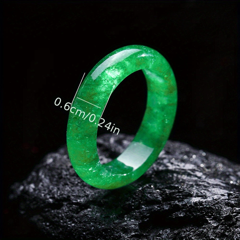 Vintage Stone Ring: Natural Green Jade Bracelet for Energy Balance & Protection