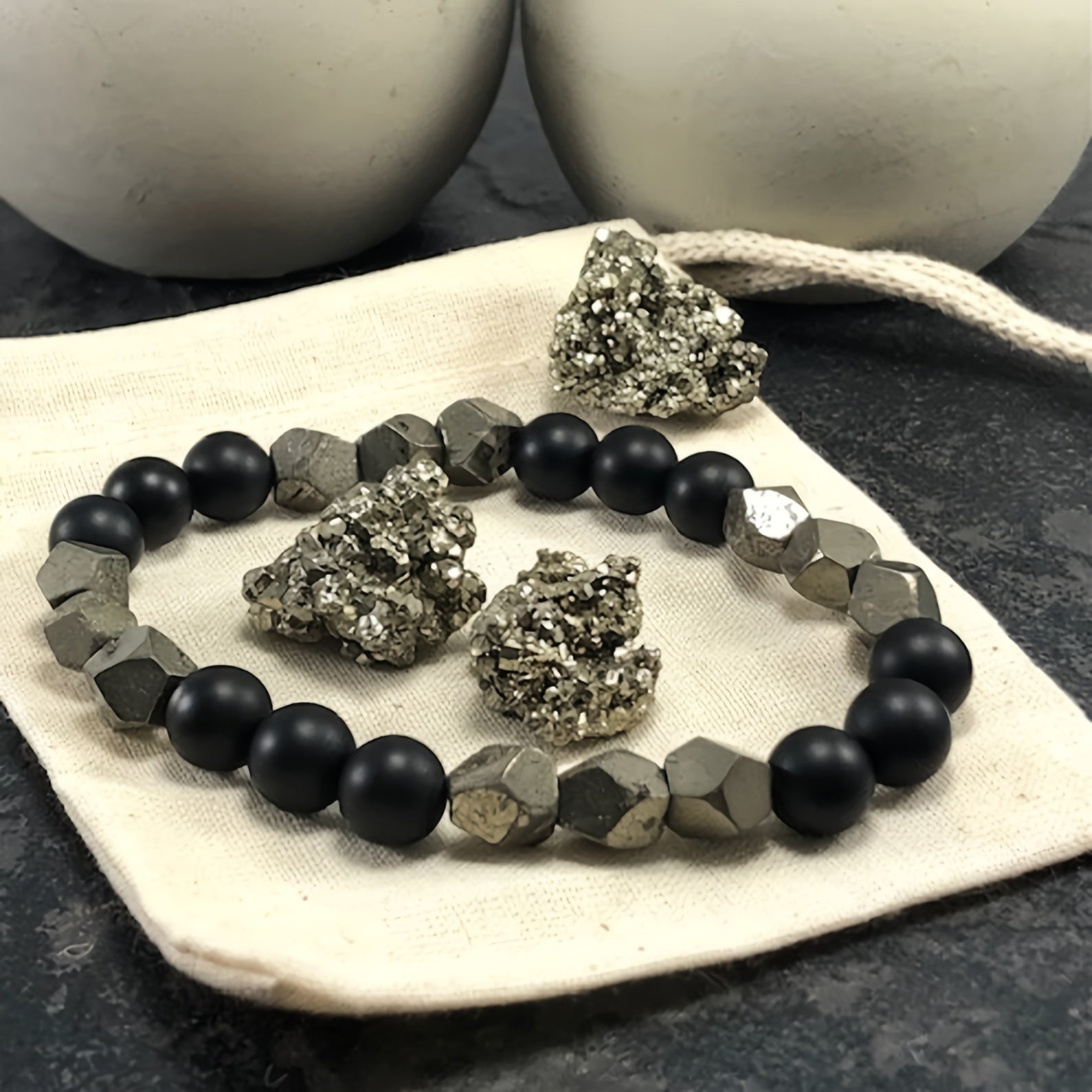 Pyrite Abundance Bracelet - Prosperity & Protection Crystal Jewelry for Men & Women
