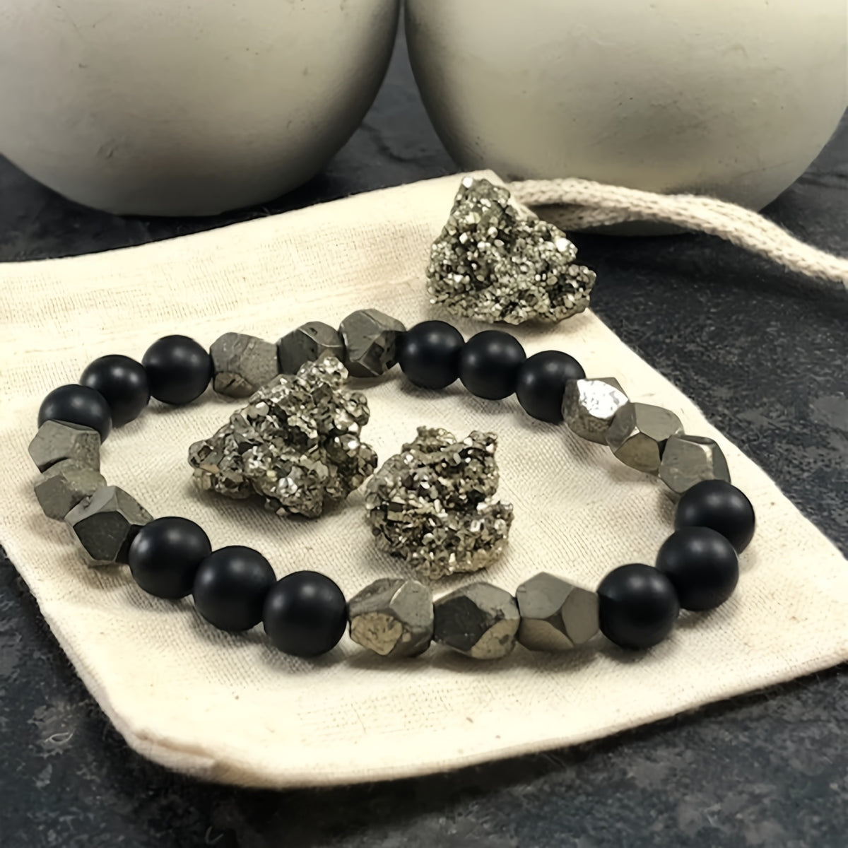 Pyrite Abundance Bracelet - Prosperity & Protection Crystal Jewelry for Men & Women