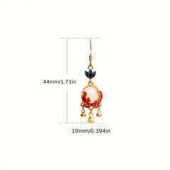 Vintage Chinese Floral Earrings - Golden Luxury with Harmonious Energy for Daily Wear