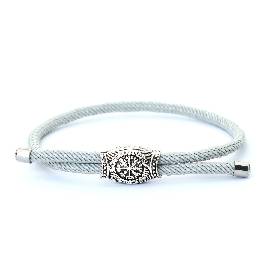 Handmade Nylon Rope Bracelet - Adjustable Viking Bangle with Nordic Runes for Strength & Protection