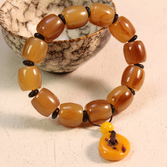 Men's Tibetan Yak Horn Prayer Bead Bracelet - Natural Stone Energy for Daily Wear & Festivals