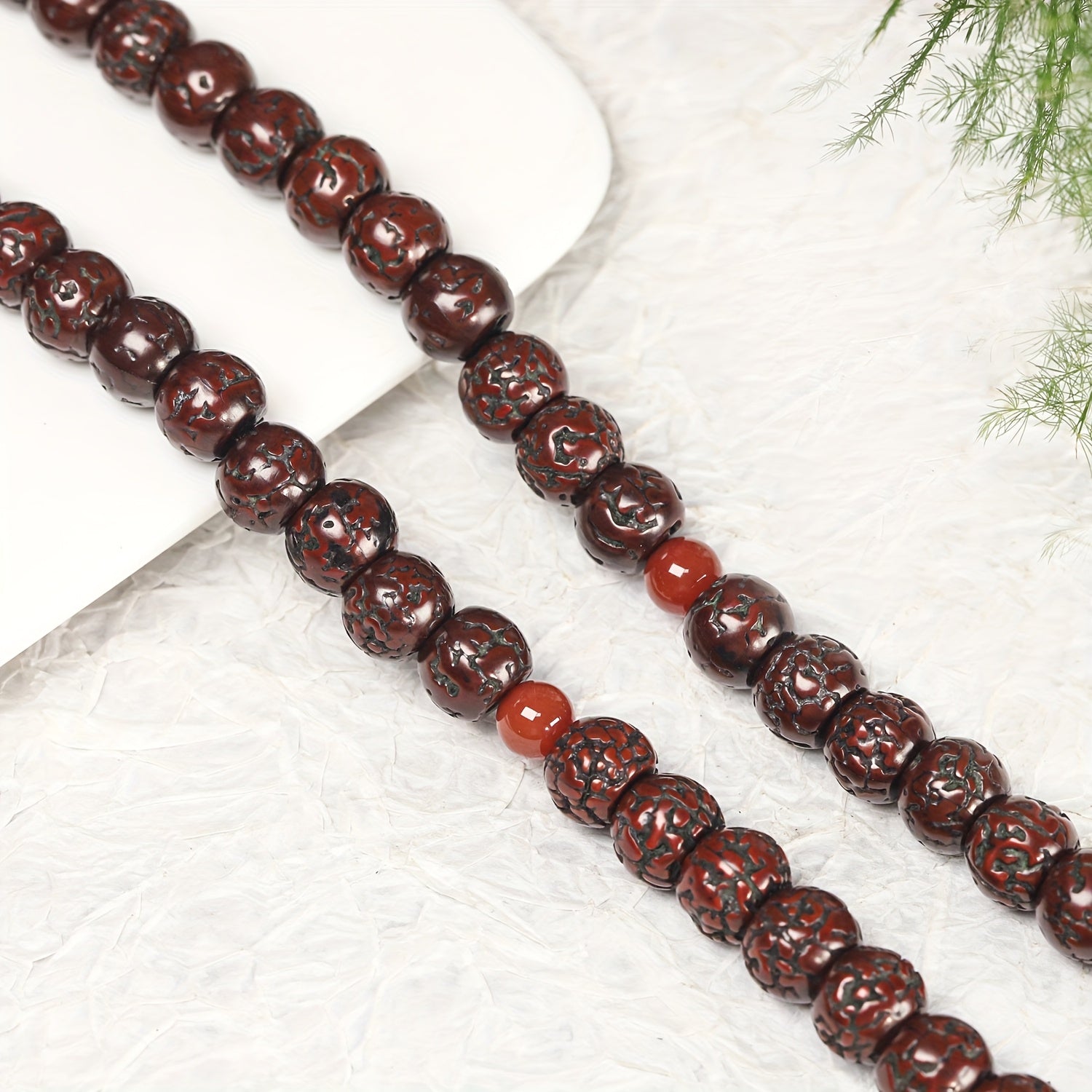 Nepalese Phoenix Eye Bead Necklace - 108 Mala for Spiritual Protection & Renewal