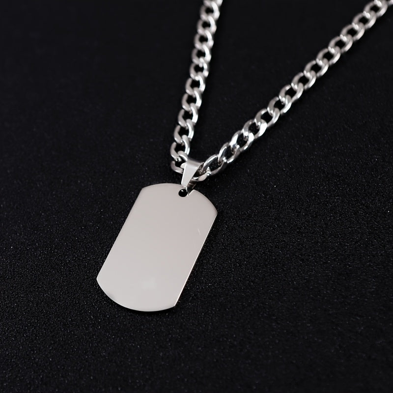 Men's Stainless Steel Military Necklace - Heavy-Duty Chain & Minimalist Pendant for Protection & Strength - Durable Everyday Jewelry for Dad, Husband, Boyfriend
