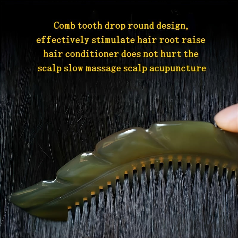 Natural Cow Horn Leaf Shaped Massage Comb - Portable Gift for Spiritual Healing