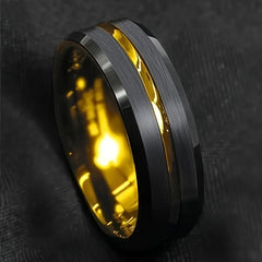Elegant Men's Black Brushed Ring with Hypoallergenic Stainless Steel - Enhance Spiritual Energy & Attract Wealth