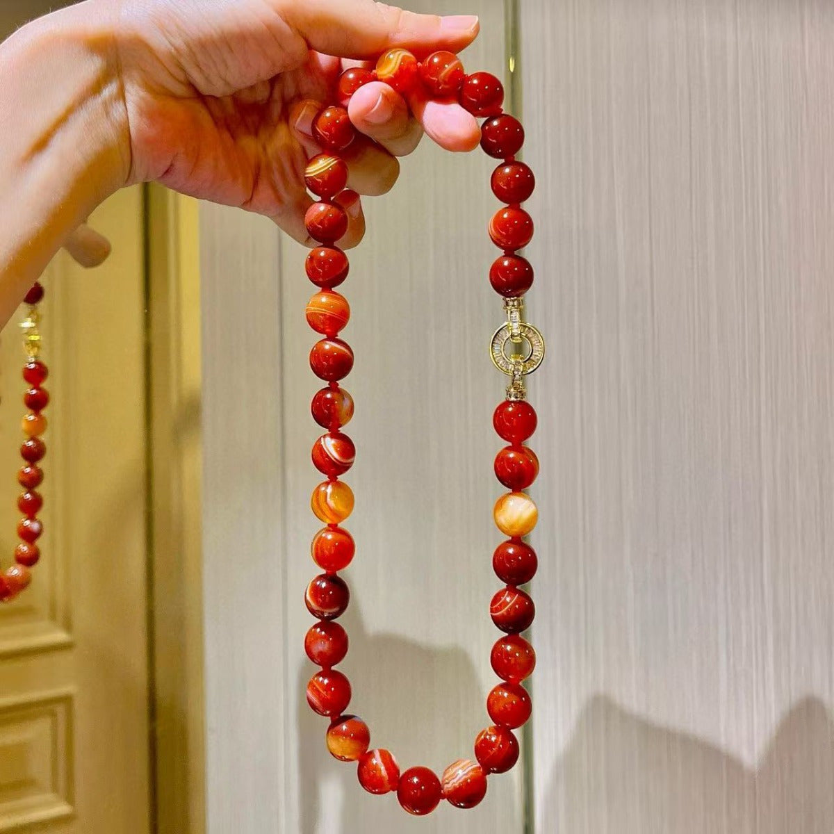 classic retro design red agate necklace Red Agate Necklace - Retro Design for Harmony & Protection