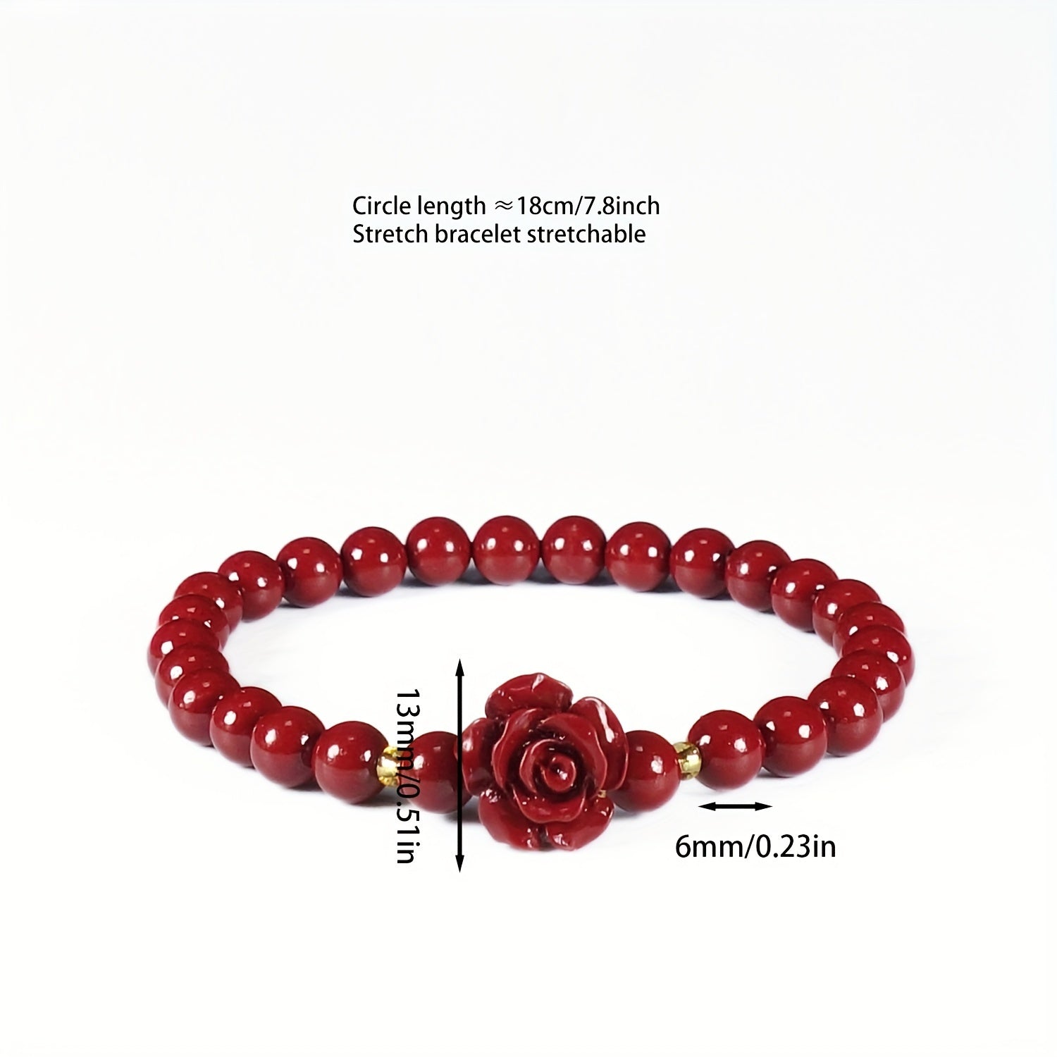 Rose Cinnabar Beaded Stretch Bracelet - Amass Fortunes with Natural Energy